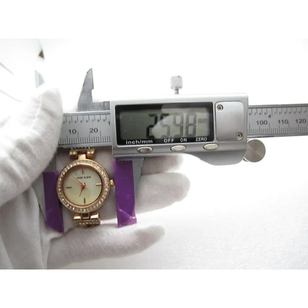 Women Anne Klein Crystals Quartz WR Analog Dial Causal Round Watch (G444)